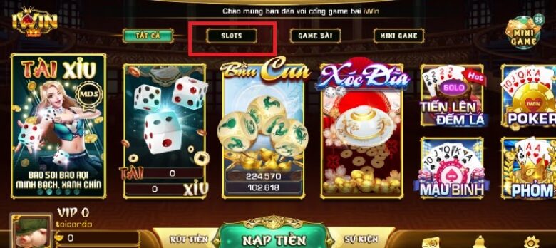 Giao diện khoa học và dễ dùng của Game Slots Iwin