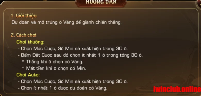 Hướng dẫn luật chơi đào vàng Iwin